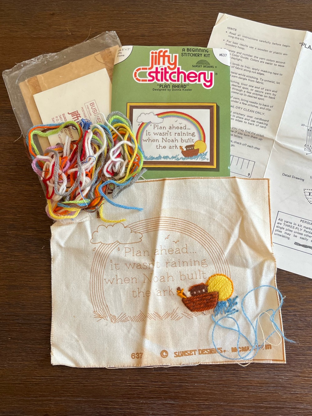 Vintage Jiffy Crewel Embroidery Kit | Noah’s Ark & Rainbow